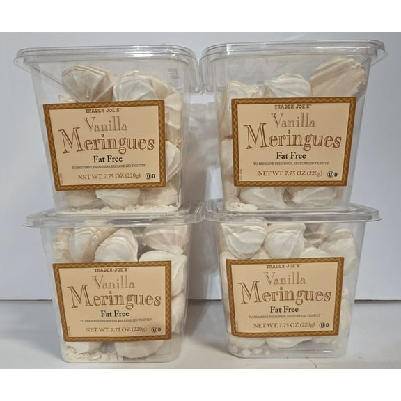 Trader Joe’s Vanilla Meringues Gluten & Fat Free 7.75oz 220g (4 Tubs)