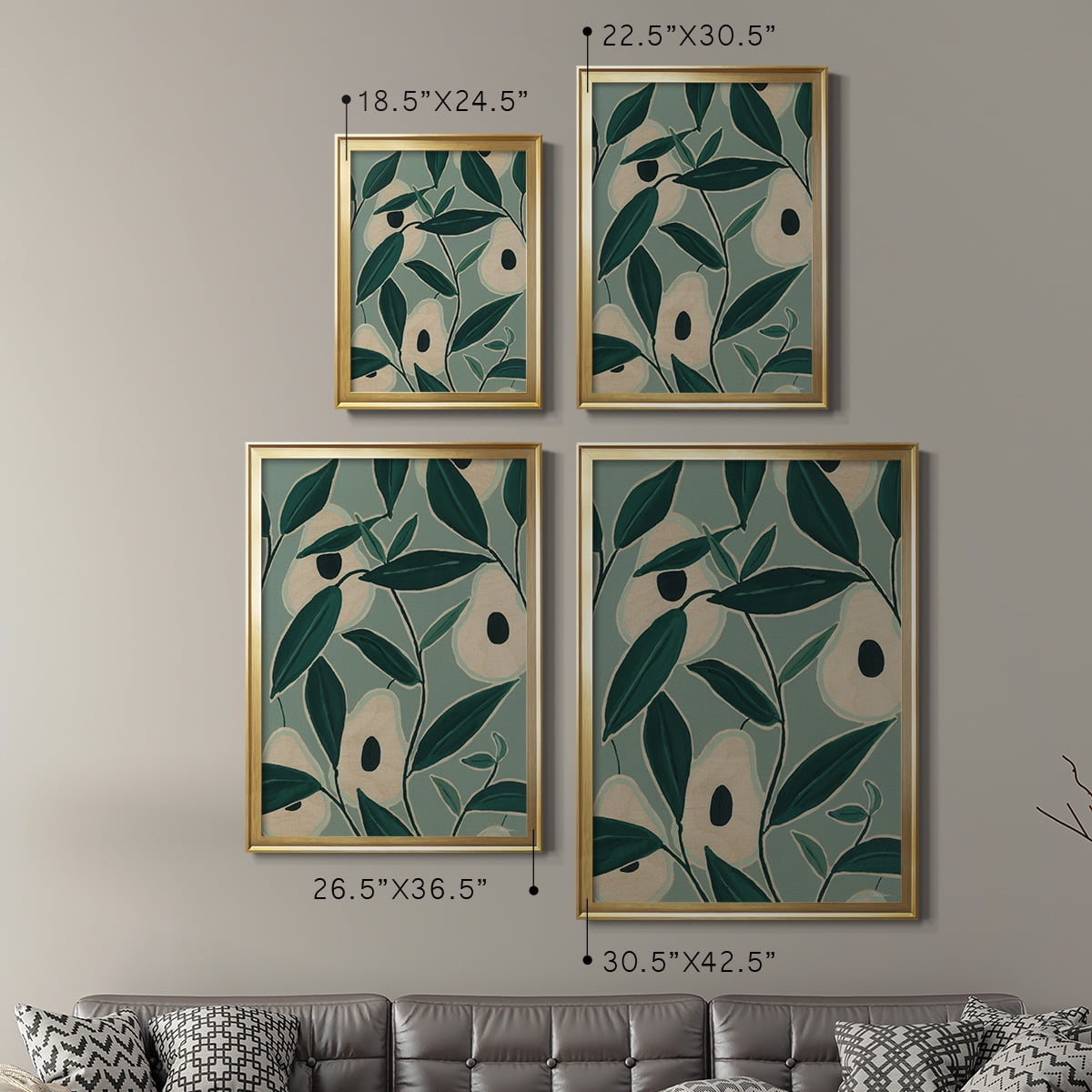 Monochrome Avocados Premium Framed Print - Ready to Hang