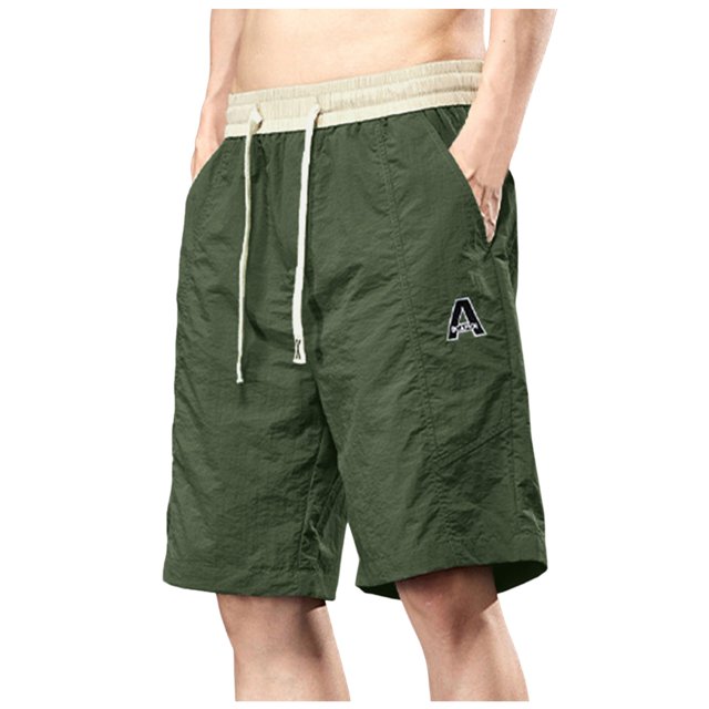 Shorts Décontractés pour Hommes Été Amples Respirants Couleur Unie Bermuda Vert L