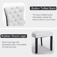 thumbnail image 3 of Contemporary Button Tufted Dining Chairs, High-end PU and Velvet Upholstered Dining Chairs with Nailhead Back and Ring Pull Trim, Wood Dining Chairs for Living Room(White+Black with PU,Set of 4), 3 of 8