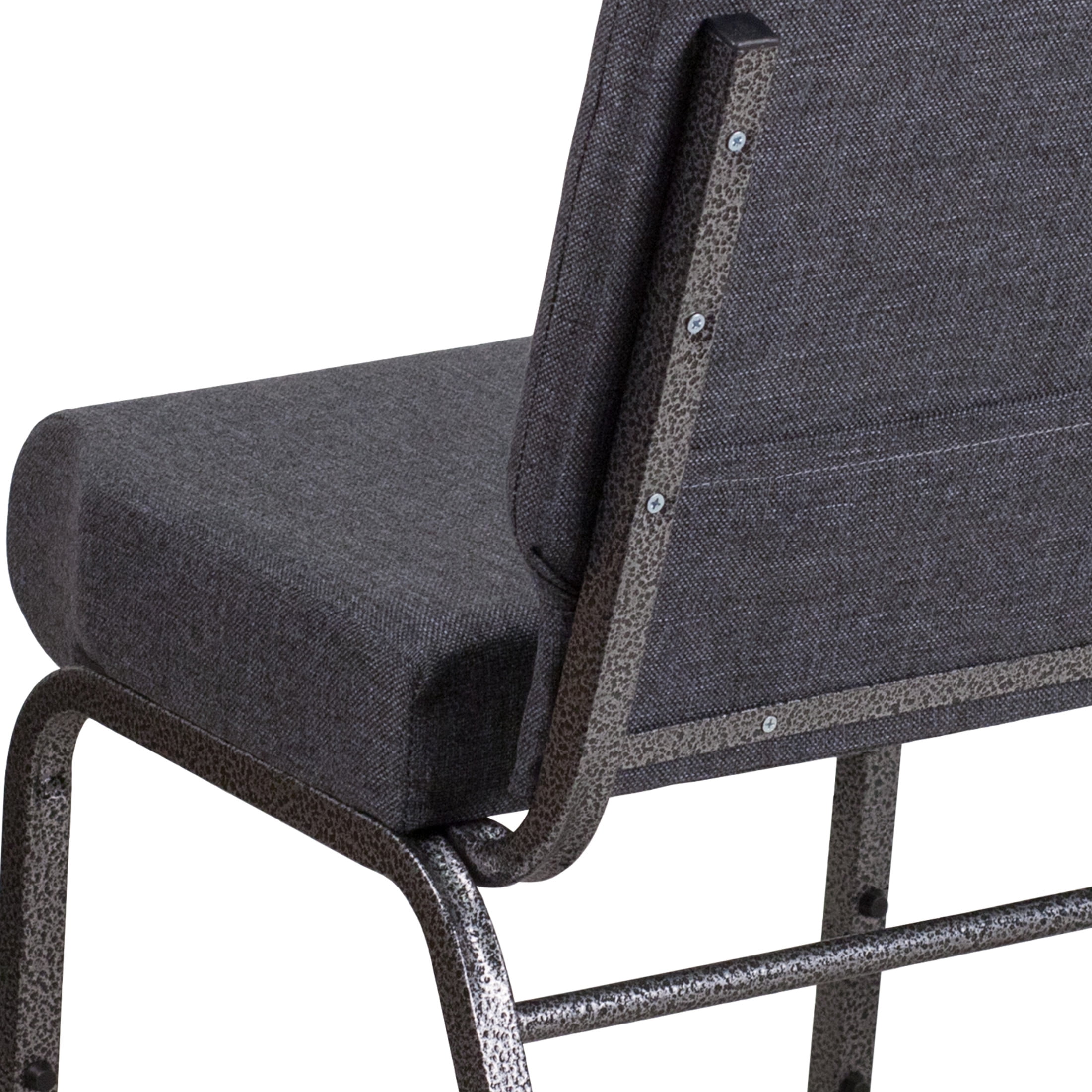 Flash Furniture Hercules Series 21"W Upholstered Church Chair with Book Pouch, Dark Gray