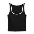 thumbnail image 4 of Gkeoshab Blouses for Women Dressy Casual Ribbed Texture Cropped Tank Top Solid Color Sleeveless Cami for Everyday Wear Dark Gray M, 4 of 4
