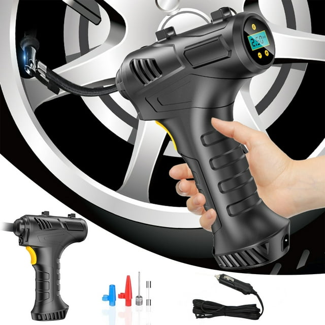 Dvkptbk Inflatable Quilt Compressor Tire Inflator Portable Inflator Pump for Car Tires 12V Auto Tire Pump with Digital Pressure Gauge, with Emergency LED Light for Car, Bicycle Diagnostic Tools