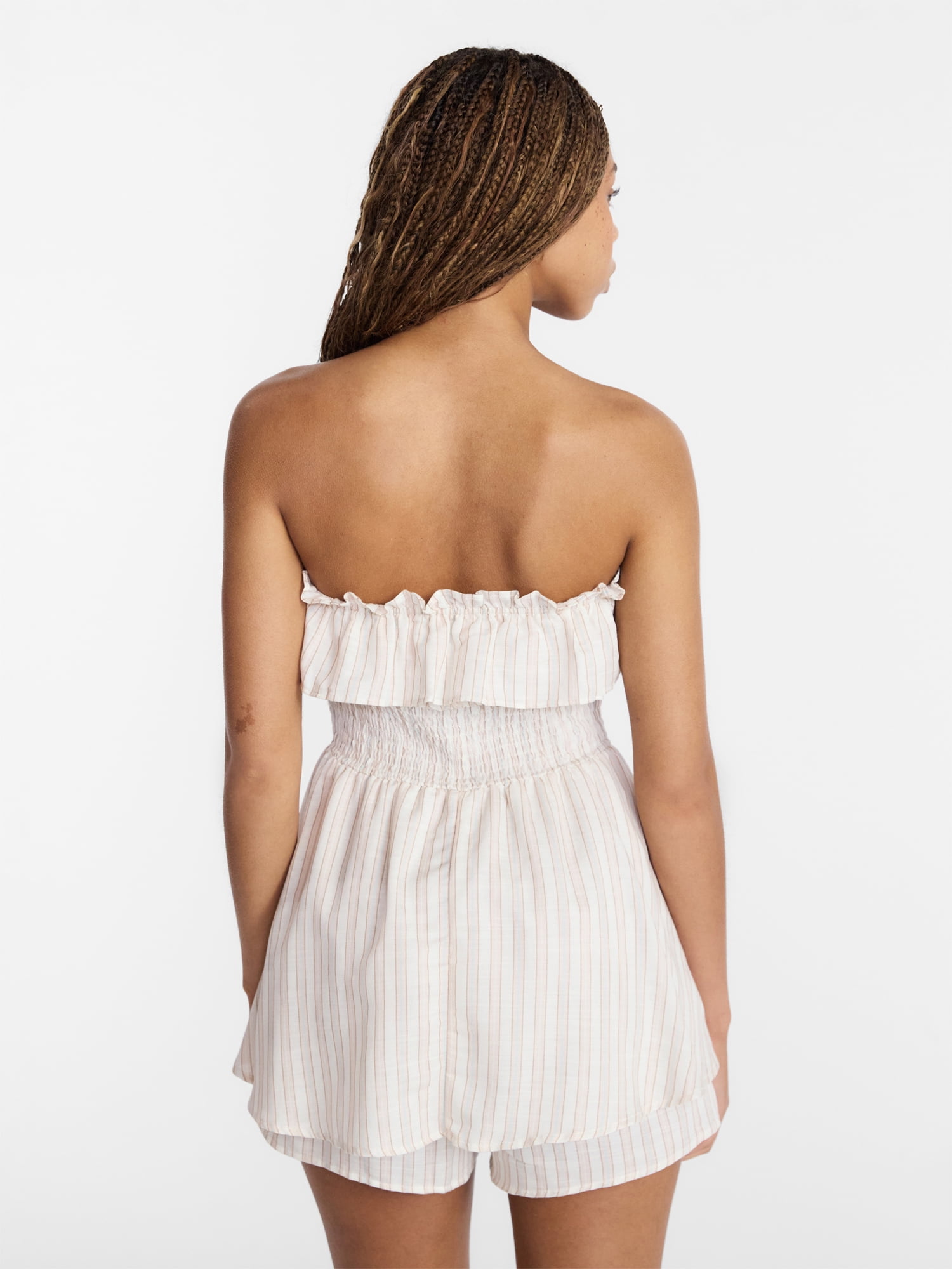 No Boundaries Strapless Ruffle Romper, Women's XXS-XXL