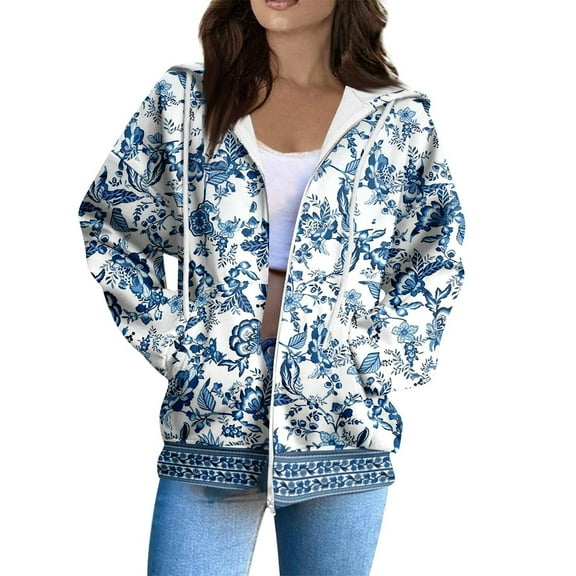 ShiShine Womens Zip Up Hoodies Long Sleeve Oversized Sweatshirts Jacket with Pockets 2025 Fall Fashion Clothes