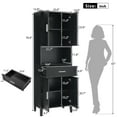 thumbnail image 4 of 70"  Tall Bathroom Cabinet With Drawer 4 Soft Close Doors Adjustable Shelves For Stylish Storage, Black, 4 of 15