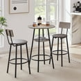 thumbnail image 4 of UHOMEPRO 3-Piece Dining Room Bar Table Set for 2, Wood Double Layer Round Bar Table and Chairs Set, Industrial Counter Height Pub Table with 2 Upholstered Stools, Metal Frame, Gray and Black, 4 of 9