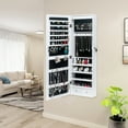 thumbnail image 5 of Hassch Lockable Jewelry Armoire Cabinet with Mirror, Wall Mounted Jewelry Cabinet with 8 Blue LED Lights & 2 Drawers, White, 5 of 7