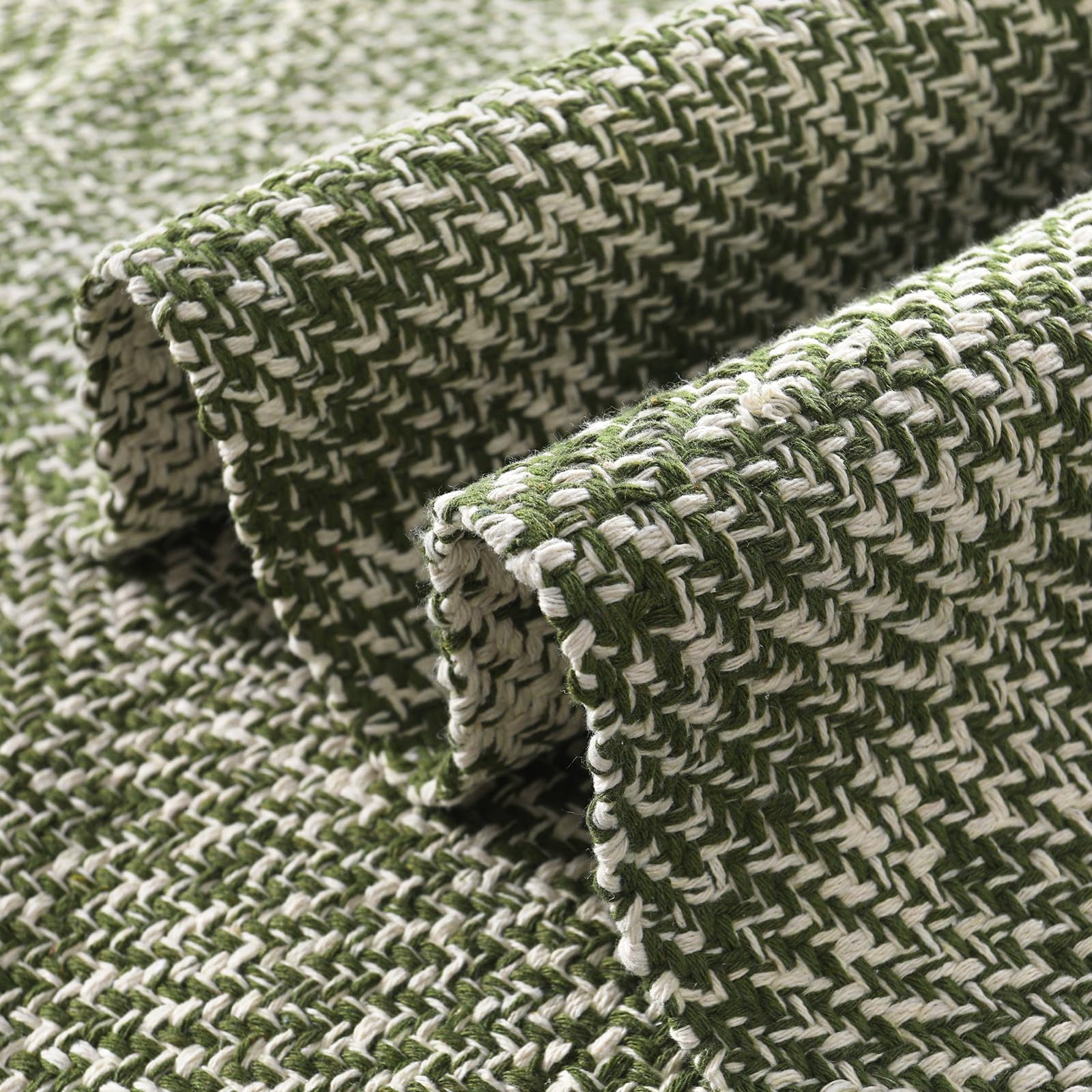 SUNDEREY 2'x3' Washable Bedroom Rug,2x3ft Bohemian Entryway Rug Front Door Mat Cotton Reversible Kitchen Mat Indoor Throw Rug Farmhouse Carpet for Foyer Front Porch Decor,Green