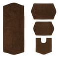 thumbnail image 3 of Home Weavers Waterford Collection 100% Cotton Non-Slip Bathroom Rug Set Machine Washable Bathroom Rug, Bath Rug, U Shaped Contour, Runner, Chocolate Color 4 Piece Bath Rug set, 3 of 8