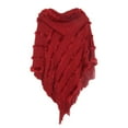 thumbnail image 3 of MSJUHEG Kimonos,Poncho Sweater Women,Cape Coat,Shawl Wraps,Wrap Cardigan,Poncho with Tassels Knitted Shawl Scarf Fringed Wrap Sweater Pullover Cape for Women Red One Size, 3 of 9