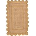 thumbnail image 1 of Shree Exports Hand Woven Farmhouse Jute Area Scalloped Rug (Yellow, 6'x9' Feet), 1 of 7