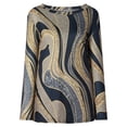 thumbnail image 4 of Femmes Casual Col Rond Imprimé T-Shirt à Manches Longues en Vrac Tops Blouse Unie, 4 of 8