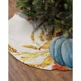 thumbnail image 2 of Thanksgiving Christmas Tree Skirt 48 Inches Large Christmas Skirt Tree, Hello Pumpkins Orange Blue Fall Maple Leaf Wheat Tree Skirt Christmas Decorations for Fireplace Party Holidays Indoor Outdoor, 2 of 7
