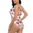 thumbnail image 4 of Honeii Red Football for women's one-piece swimsuit featuring a chic one-shoulder design experience elegance and style in the water-Large, 4 of 6