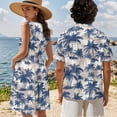 thumbnail image 4 of Yuyamidu Couple Matching Outfits Palm Tree Dress for Women Tank Dresses Mens Hawaiian Shirt Tiered A Line Summer Dress Matching Beach Outfits for Couples 5XL, 4 of 6