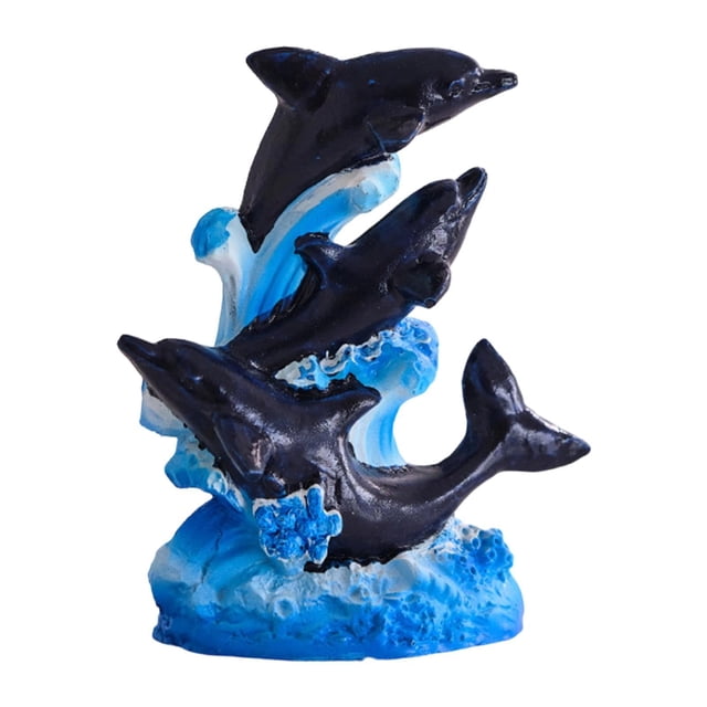 Figura decorativa de delfín de resina, estatua de vida marina, decoración de habitación con temática de playa para negro