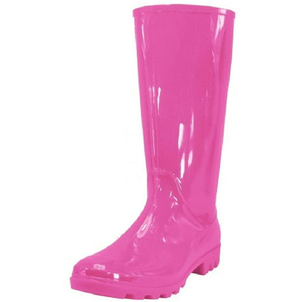 Shoes 18 Womens Classic Rain Boot with Buckle (7, Pink Rain) - Walmart.com