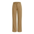 thumbnail image 6 of QSXADF Women's Yoga Pants Athletic Straight Leg Pants Solid Athletic Casual Fashion Button Elastic Waist Pleated Pocket Tight Yoga Full Length Women's Pants, 6 of 6