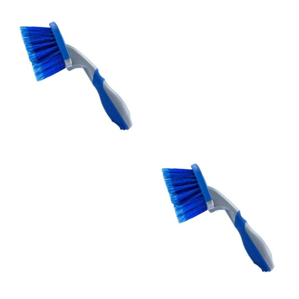 Speravity Cepillo Universal para cubo de llanta de coche para el hogar, mango antideslizante, cepillos para superficies de neumáticos, Mango Corto Azul 2piezas