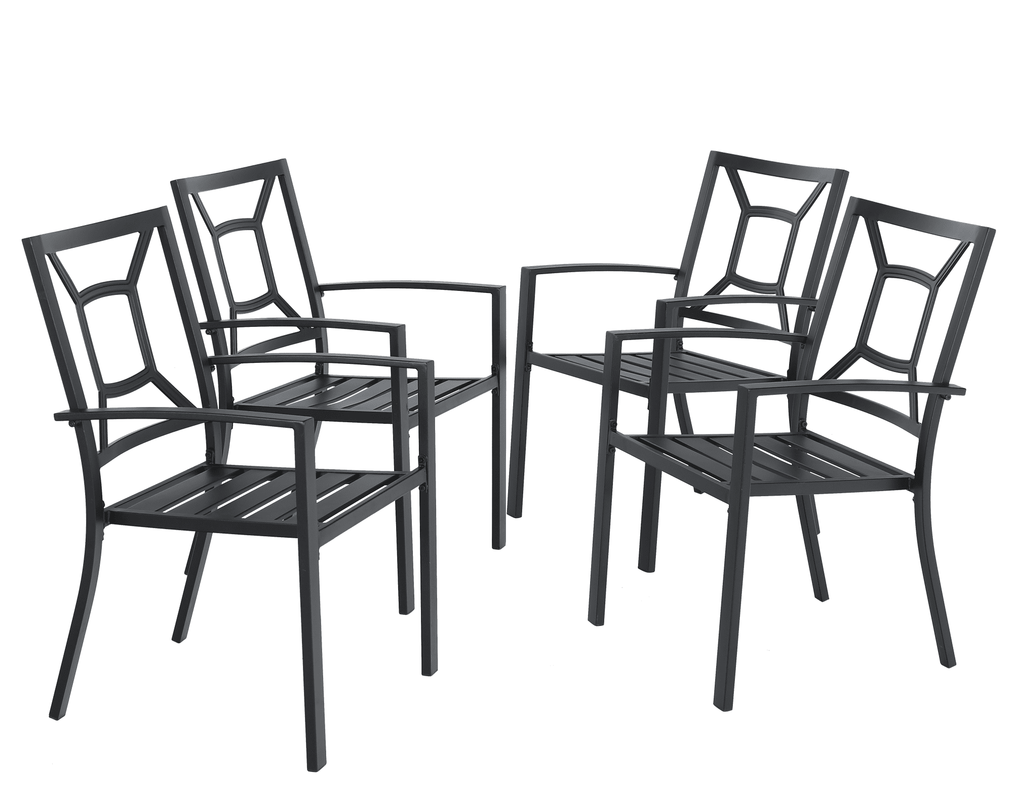 Sophia & William Outdoor Patio Metal Dining Chairs Set of 4, Black