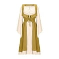 thumbnail image 5 of Wyobmus Women's Medieval Renaissance Dress 2 Pcs Victorian Dress Fashion Retro Off-The-Shoulder Gothic Midi Dress with Front Open High Waist Lace Up Clothes Yellow, 5 of 6