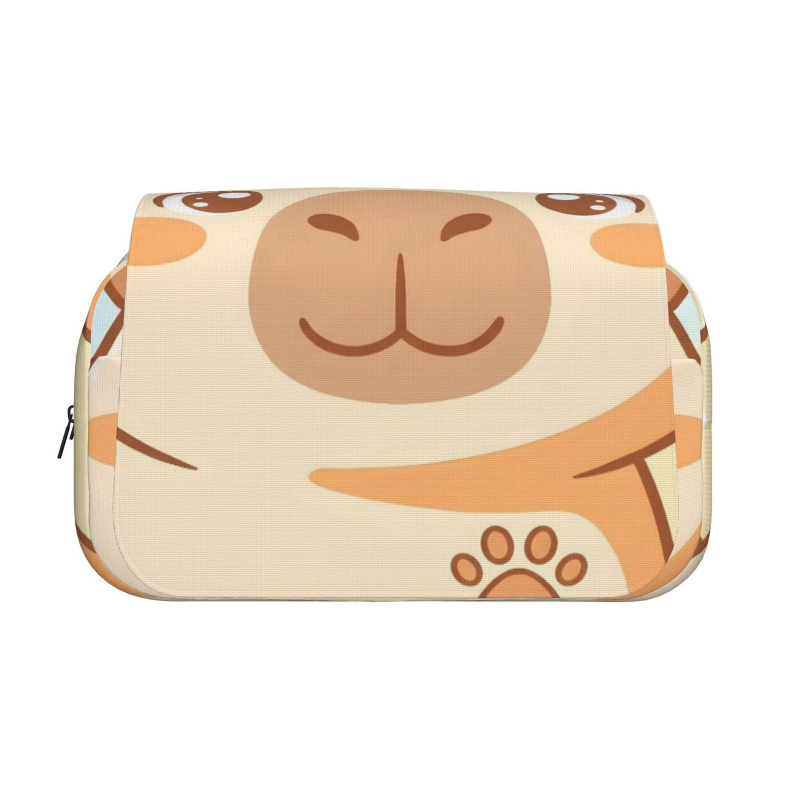 Large-Capacity Flip-Top Double-Layer Pencil Case, Multi-Functional Pocket Pen Case, Durable Stationery Organizer Cute Capybara Design 5