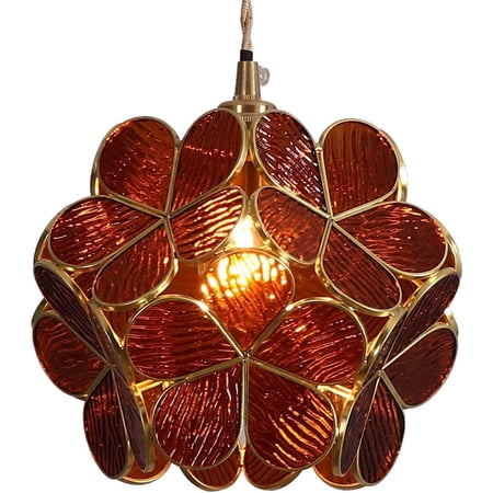 

SHADY L10746 Flower Petal Tiffany Style Stained Glass Ceiling Pendant Light with 8-inch Wide Lampshade (Blue)