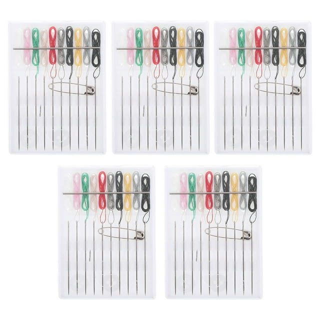 KAKOWELY 5 Packs Disposable Sewing Kit Sewing Thread Portable Multifunctional Sewing Needle Thread Embroidery Cross Stitch Tools with Storage Case for Outdoor Travel Hotel,2.95"X2.17"X0.08"