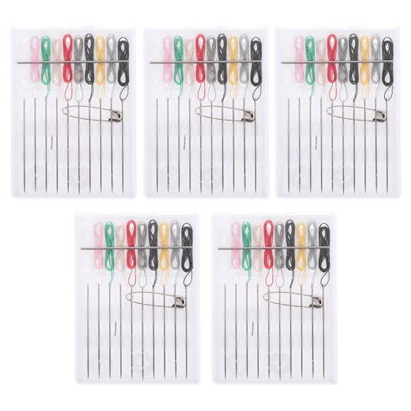 SHISUYAN 5 Packs Disposable Sewing Kit Sewing Thread Portable Multifunctional Sewing Needle Thread Embroidery Cross Stitch Tools with Storage Case for Outdoor Travel Hotel