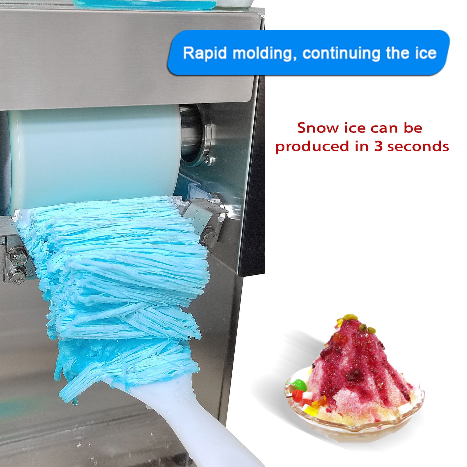 Kolice Commercial Automatic Shaved Ice Machine, Ice Crusher Shaver, Snow Ice Maker, Snowflake Ice Maker -200kgs/Day, Air Cooling