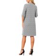 thumbnail image 3 of Women's Fall Dresses Casual 3/4 Sleeve V Neck Zigzag Print Loose Knee Length Dress with Pockets M White, 3 of 6