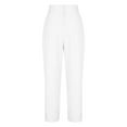 thumbnail image 5 of LLYwey Womens Black Dress Pants Fashion Women's High Waist Waist Zipper Straight Leg Solid Color Casual Pants Female Linen Pants Long Pant Style H2612 White M, 5 of 6