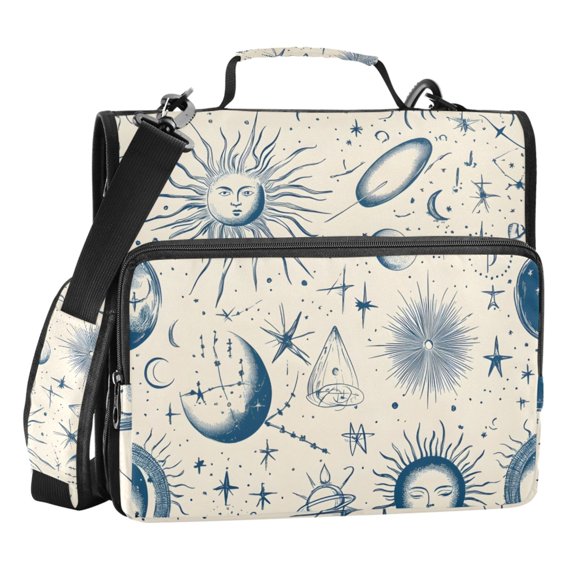 ALAZA Zipper Binder Boho Starry Sun Planet 3 Ring Trapper Keeper File Folder Organizer Bag