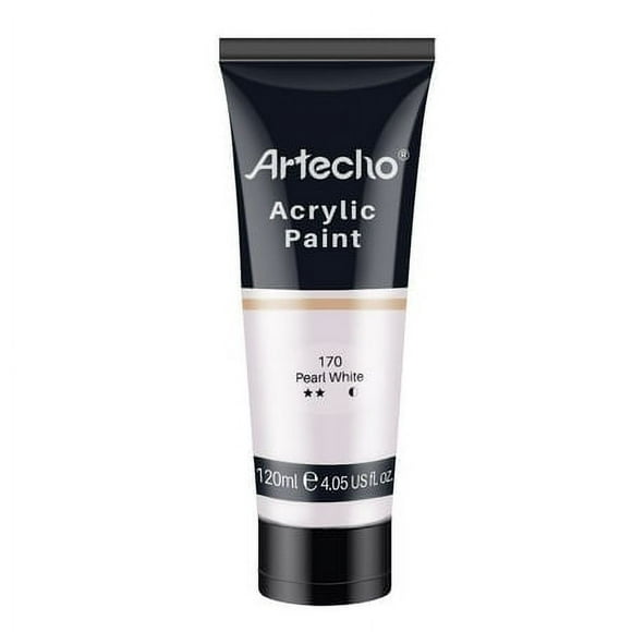 Artecho Professional Acrylic Paint, Pearl White (120ml 4.05oz) Tubes, Art craft Paints for canvas Painting, Rock, Stone, Wood, Fabric, Art Supplies for Professional Artists, Adults, Student