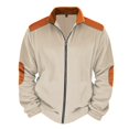 thumbnail image 6 of Men's Vintage Corduroy Baseball Jacket - Stand Collar Zip-Up Colorblock Loose-Fit, Beige, XXL, 6 of 7