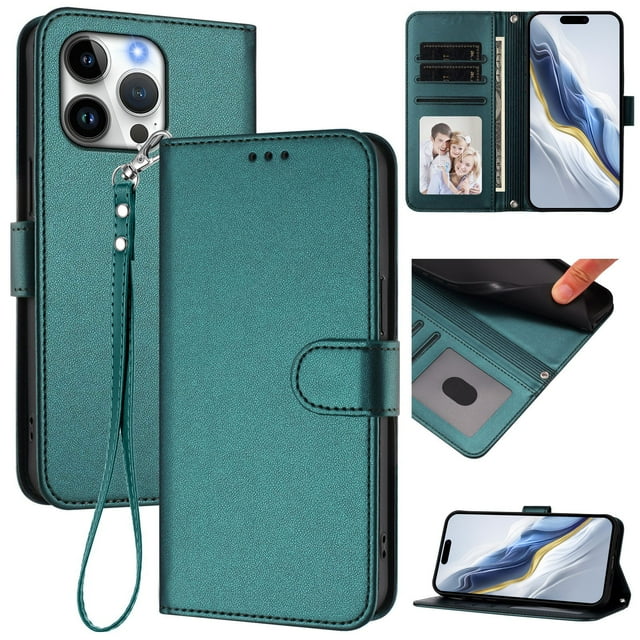 Funda Cartera GANGXUN para iPhone 16 Pro Max – Cierre Magnético, Protección RFID, Correa Desmontable, Compatible con Carga Inalámbrica