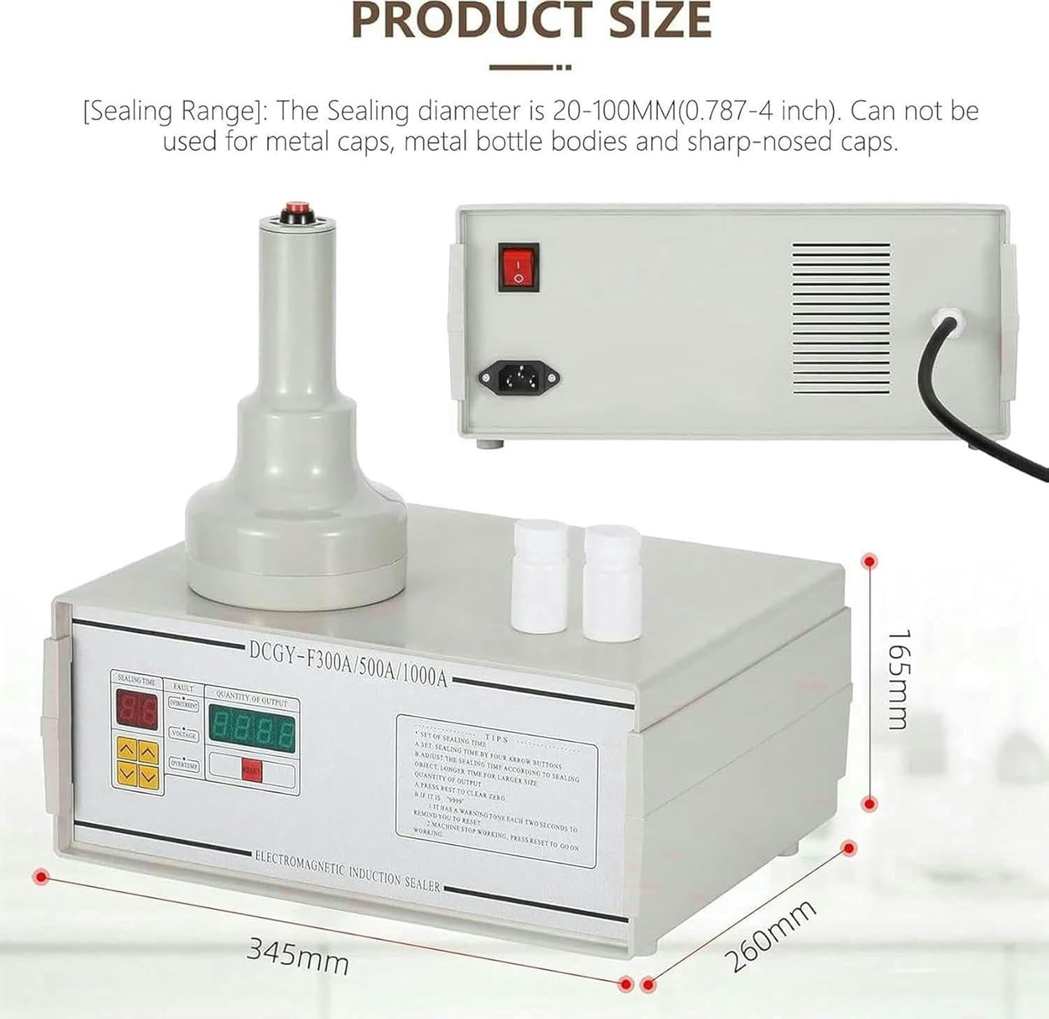 GXCZ Food Saver Vacuum Sealer Machine Handheld electromagnetic Induction Sealer, Manual electromagnetic Induction Bottle Cap Sealer, Portable can Heat Sealer, 20-100mm for Plastic Bottles, Glass Bottles