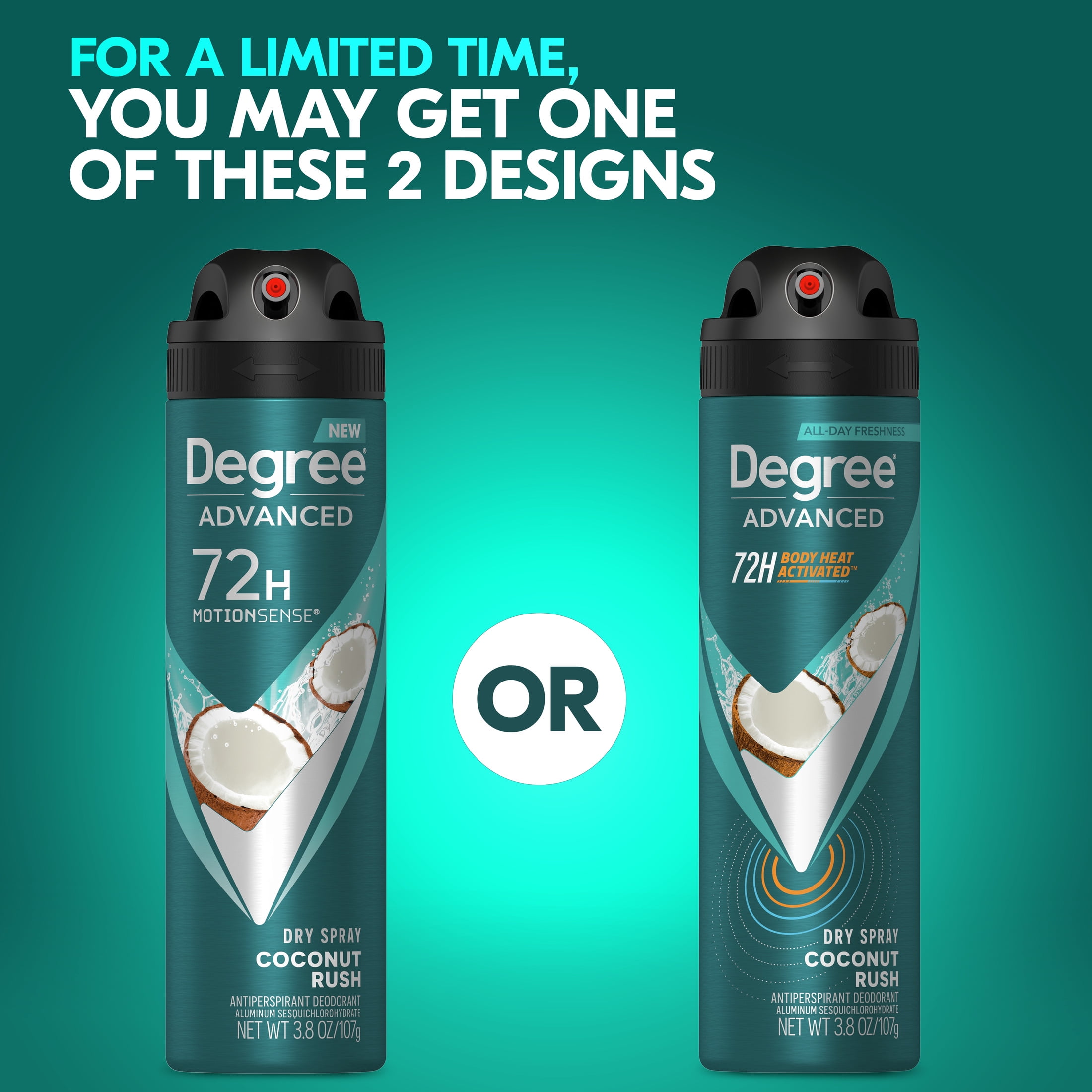 Degree Advanced Long Lasting Men's Antiperspirant Deodorant Dry Spray, Coconut Rush, 3.8 oz