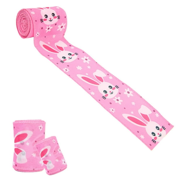 Easter Cartoon Printed Ribbon Holiday Decorations DIY Craft Packaging Rabbit And Egg Patterned Ribbon.