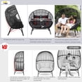 thumbnail image 6 of RADIATA Double Egg Chair Indoor Outdoor Stationary Oversized Thicken Padded Cushions,2 Person Egg Loveseat Chair,600 lbs Extra Large Lounge Chair for Patio Balcony Porch Backyard Gray, 6 of 8