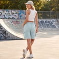 thumbnail image 6 of Women's Bermuda Cargo Shorts Casual Summer Shorts with Pockets Plus Size Loose Fit Elastic Waist for Hiking 2026, S, 6 of 8