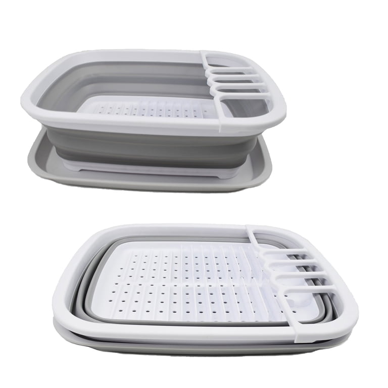 SAMMART Collapsible Dish Drainer With Tray - 8L Foldable Drying Rack For Kitchen | Space Saving, Portable
