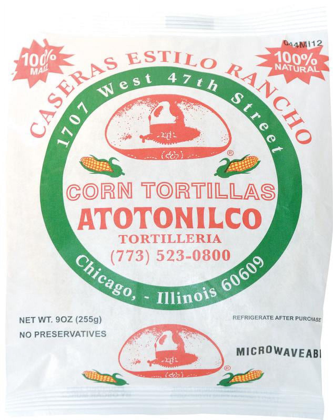 Atotonilco Tortilleria Corn Tortillas Rancho 1 Dozen