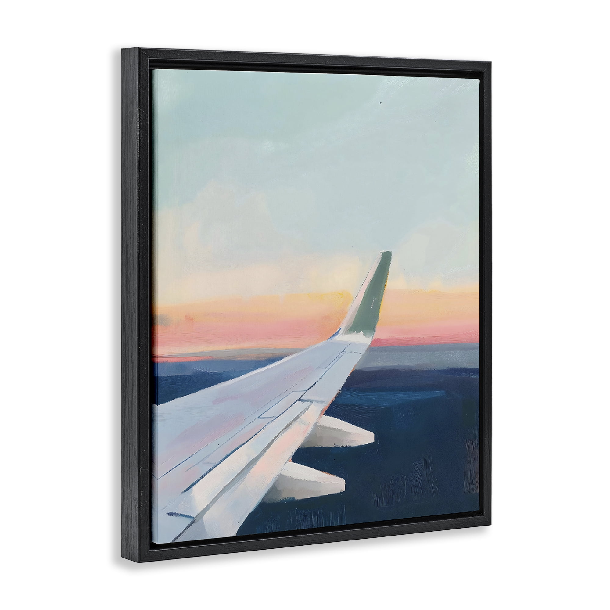 Stupell Industries Airplane Wing Sunset Black Framed Floater Canvas Wall Art, design by The Prints Vibe