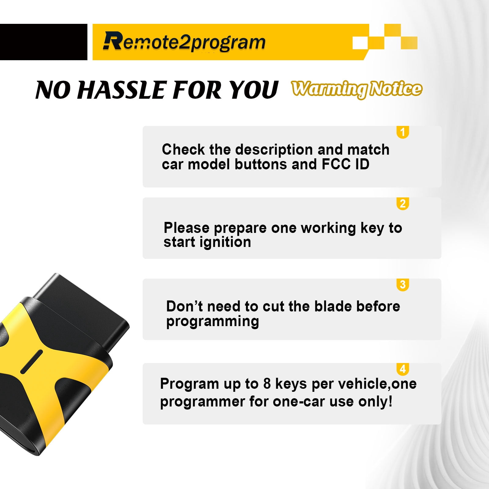 Car Key DIY Programmer/OBD paring Bluetooth and Smartphone App/No Tool Required and Car Key Fob for Dodge/Jeeep/Chrysler/Volkswagen with FCC: IYZ-C01C/M3N5WY783X