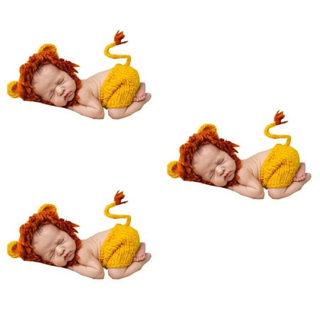 

3pcs New Born Baby Handmade Animal Style Photo Prop Outfit Clothes Wool Knit Crochet Photography Dress