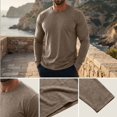 thumbnail image 5 of Men's Crew Neck Long Sleeve T-Shirt, Soft Stretch Casual Pullover Tee, Basic All Season Layering Essential for Fall Winter, Streetwear and Daily Wear Coffee XXXL, 5 of 9