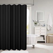 Qiweii Waterproof Shower Curtain Solid Color - Mildew Proof Plastic Polyester Fabric Bathroom Curtain with Hooks, No Drill Tension Rod Window Treatment for Bathtub, Machine Washable & Wipeable