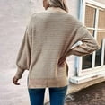 thumbnail image 4 of aDJFDGT Open Knit Sweaters for Women Summer Ladies' Loose Pullover Sweater Round Neck Split Hem Sleeve Solid Color Knit Sweater, 4 of 6